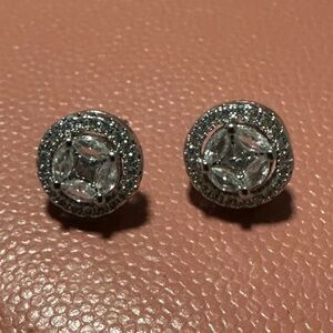 Target Silver-Tone Crystal Halo Stud Earrings - Clear